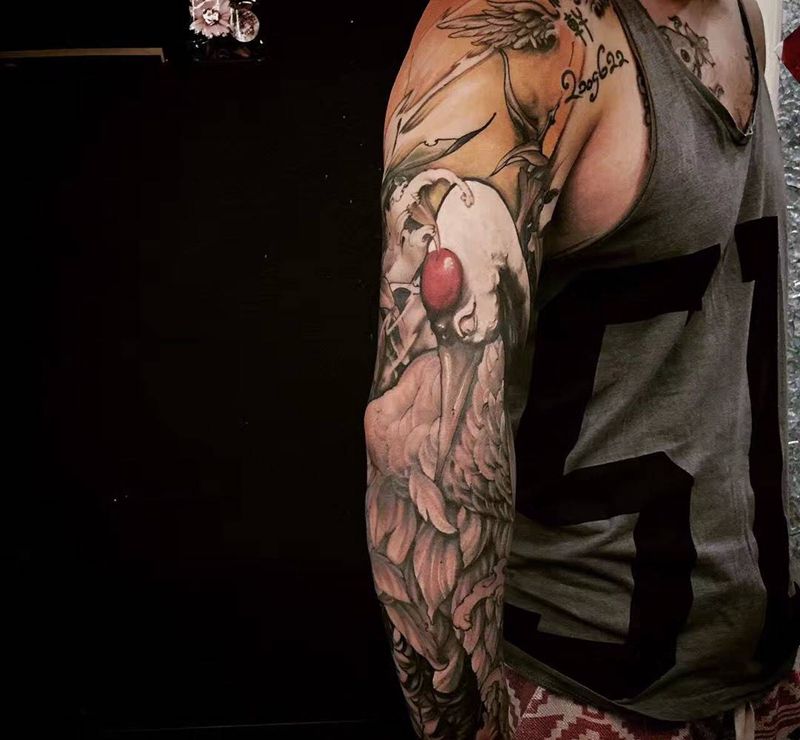 仙鹤-竹纹身图片