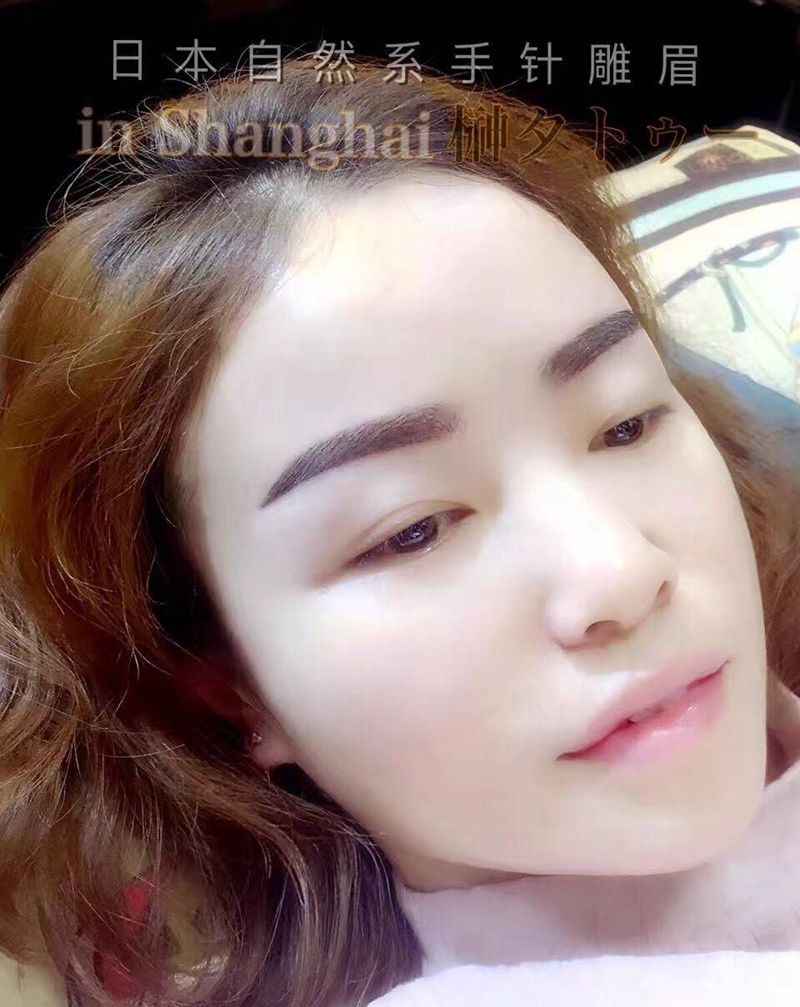 日本手针雕眉纹身图片_成品人物日本雕眉纹身图案