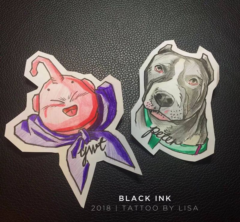 客订手稿纹身图片_手稿臀部欧美肖像人物原创纹身图案