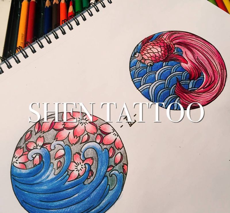 肩花 手稿纹身图片_手稿肩部传统原创纹身图案