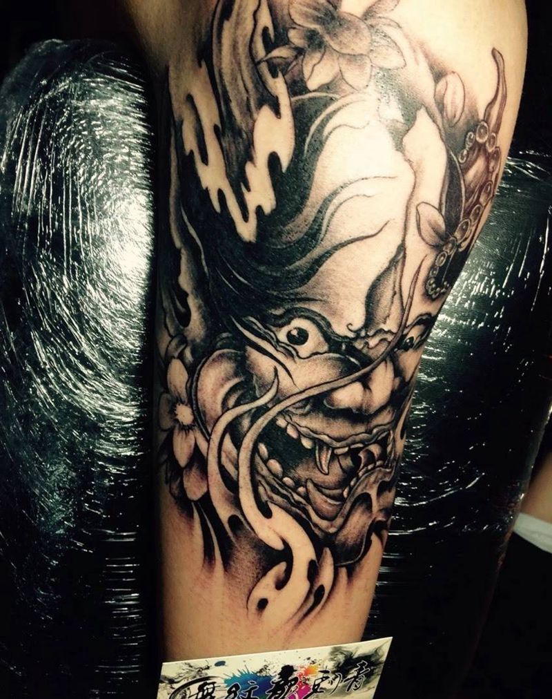 班若纹身图片_成品手臂传统人物鬼神宗教纹身图案