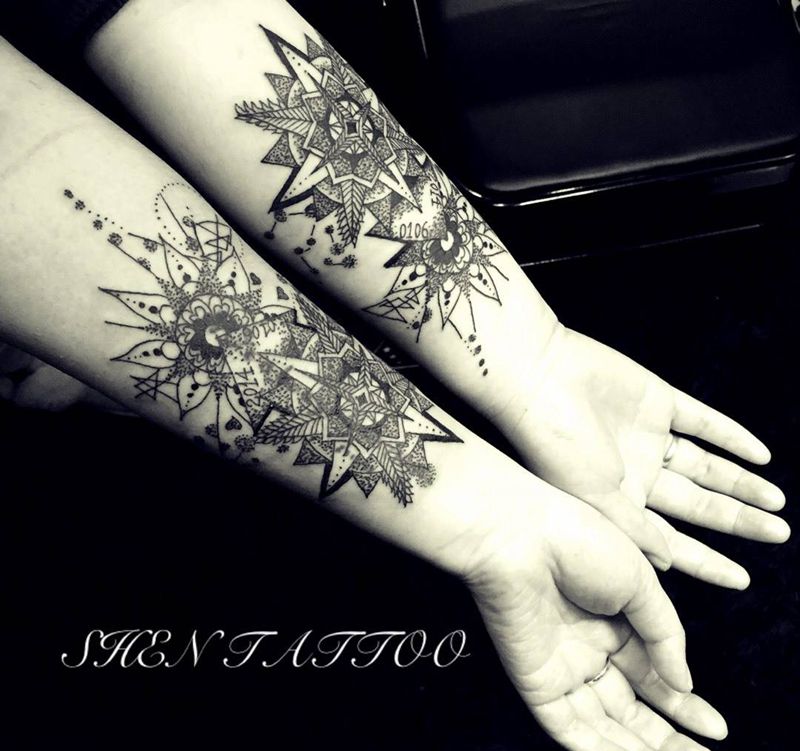 梵花纹身图片_成品欧美原创几何纹身图案