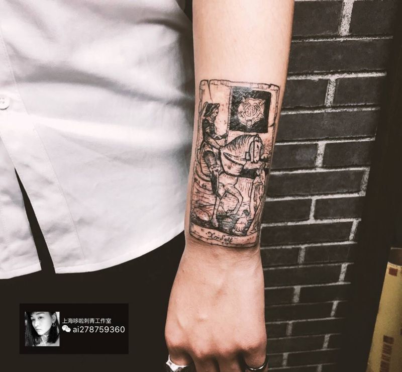 堂吉柯德（疤痕遮盖）纹身图片