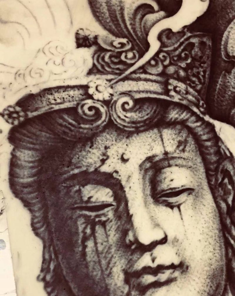 石雕佛纹身图片_手稿手臂肩部背部腿部传统人物纹身图案