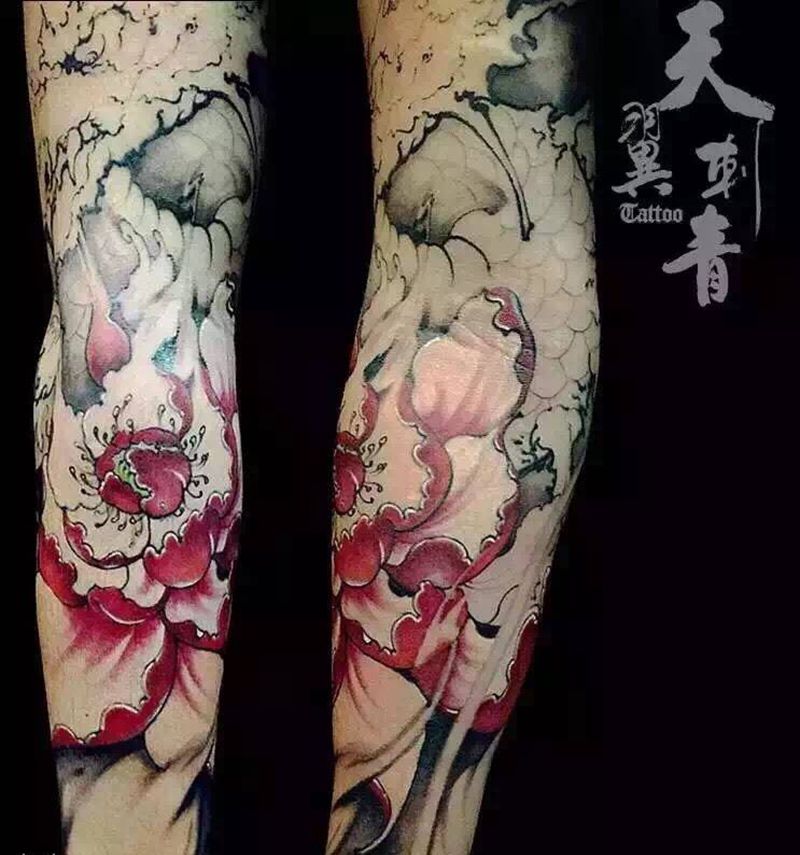 牡丹纹身图片_成品手稿手臂手部传统动物鬼神人物宗教纹身图案