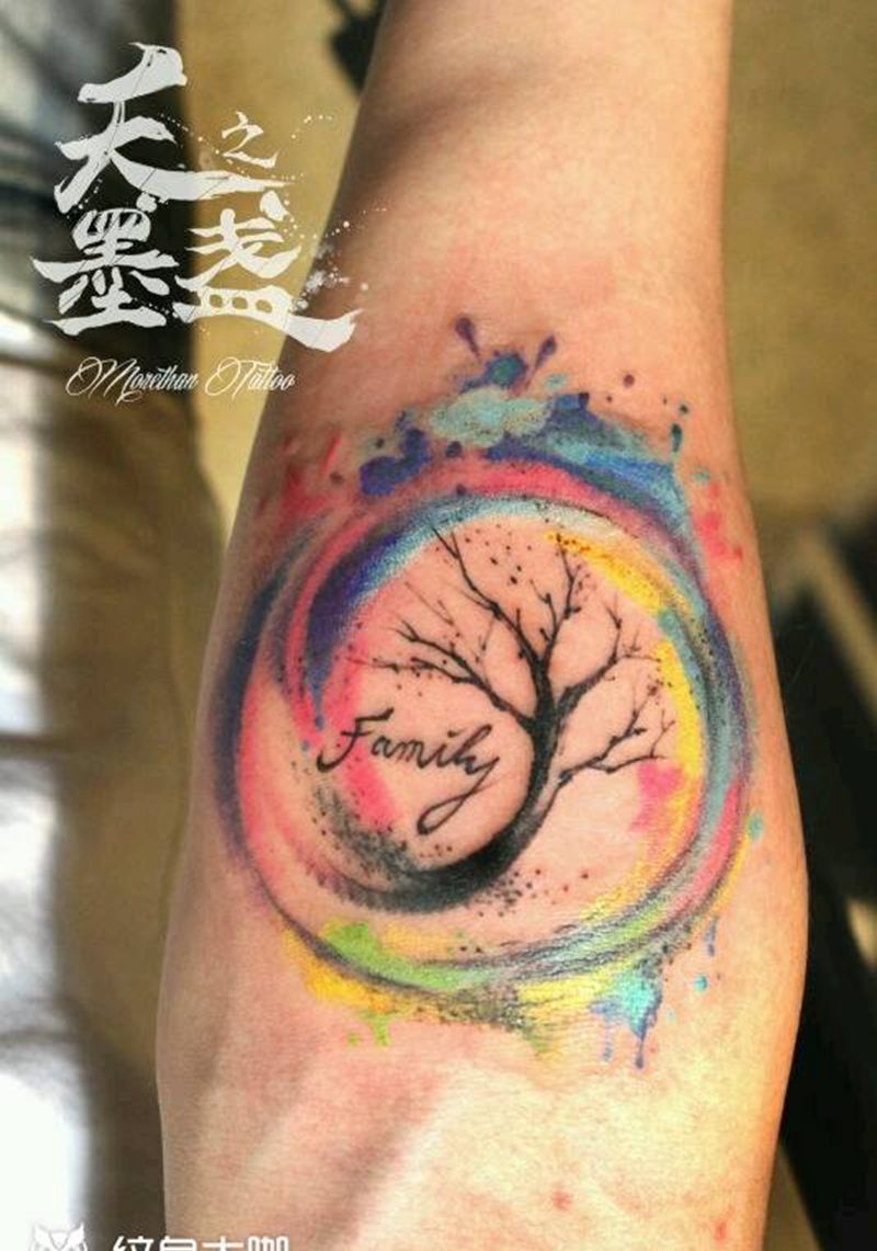 落叶归根纹身图片_手臂清新原创纹身图案