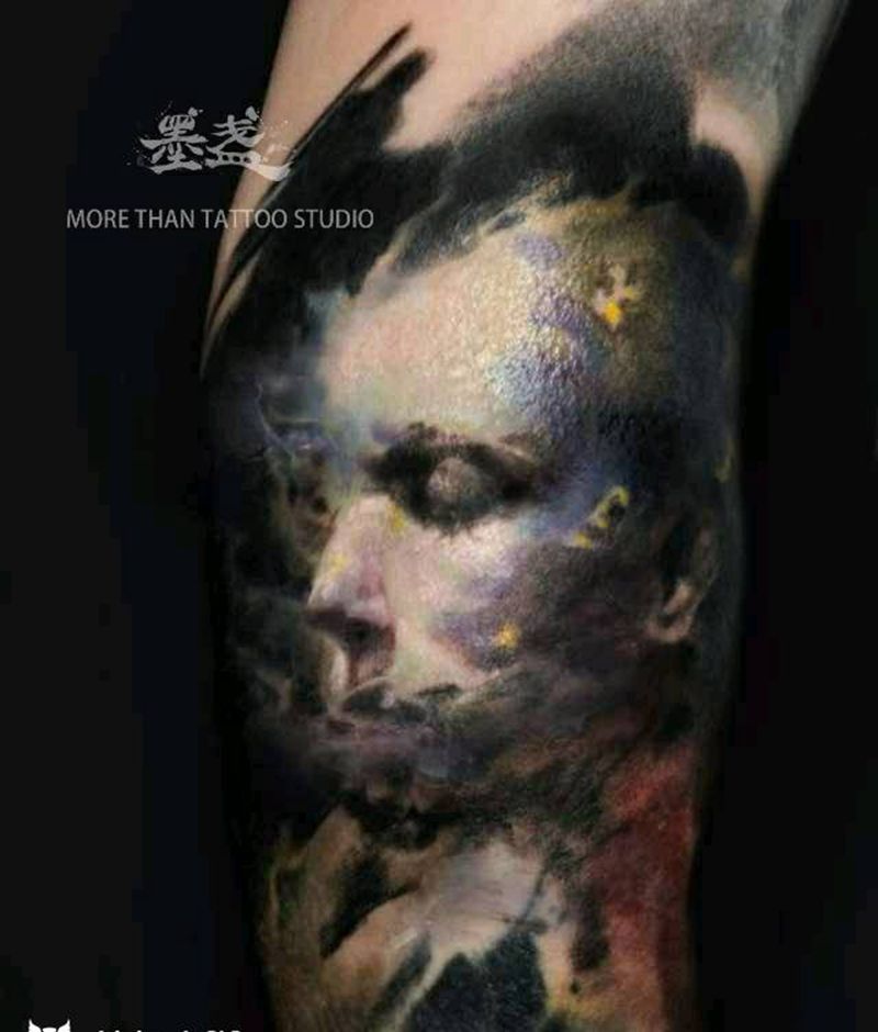 虚空纹身图片_手臂欧美写实肖像纹身图案