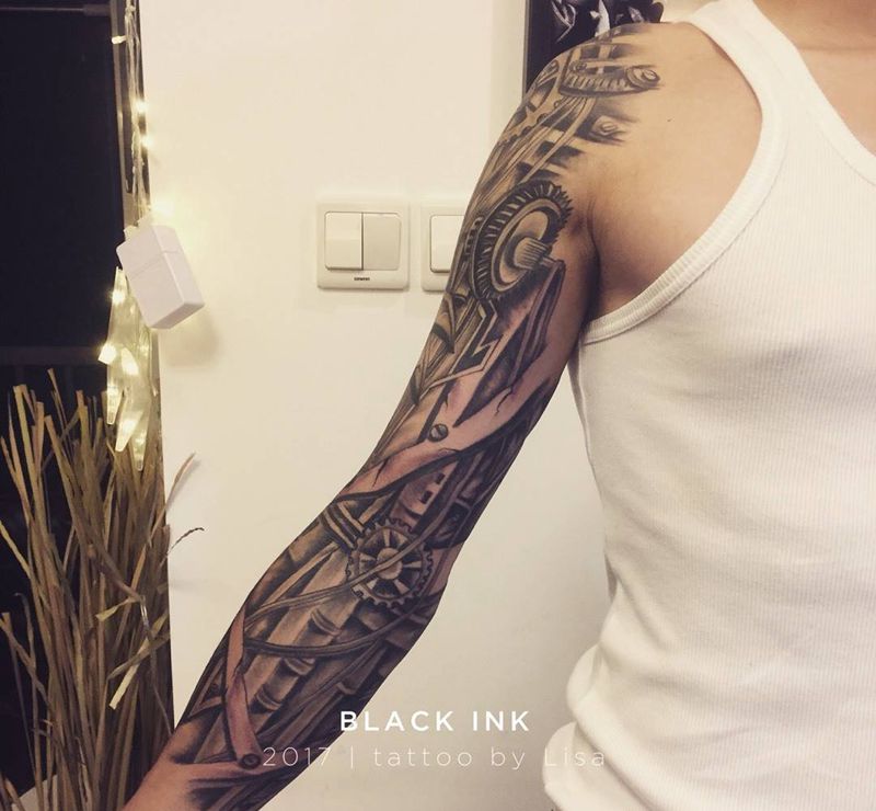 机械臂 完成纹身图片_成品手臂欧美写实原创静物纹身图案