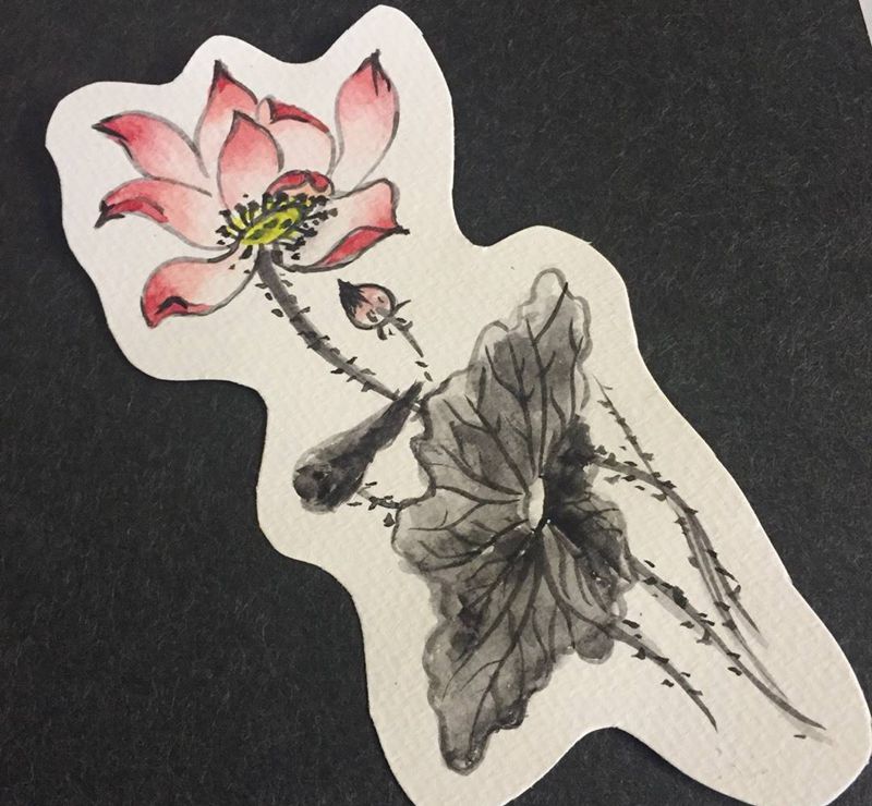 手稿 莲纹身图片_手稿腿部写实原创纹身图案