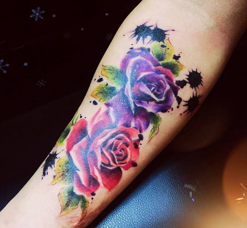 小臂 花奈纹身图片_成品手臂欧美清新原创纹身图案