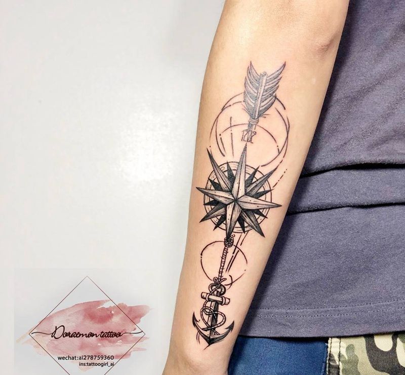 CP纹身图片_成品手臂欧美清新写实几何纹身图案