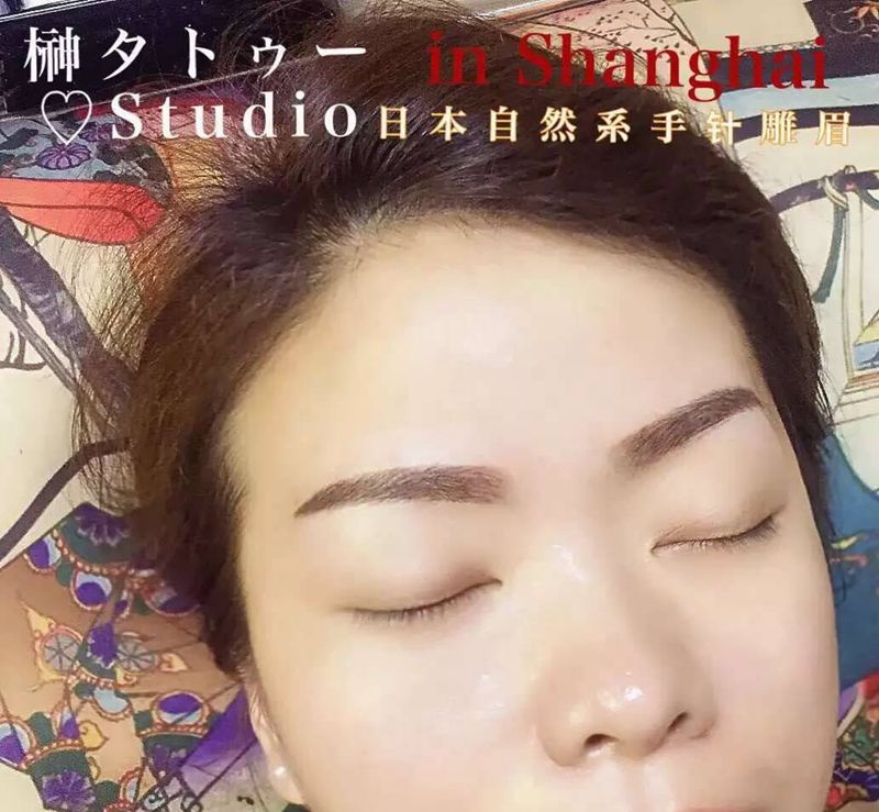 日式手针雕眉纹身图片_成品人物纹身图案