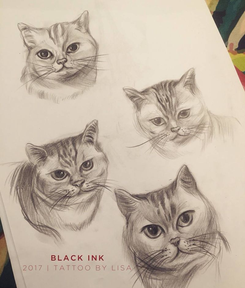 客訂手稿纹身图片_手稿腿部欧美动物原创纹身图案