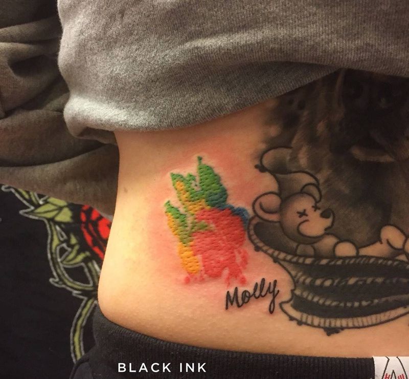 狗爪印纹身图片_成品腰部背部欧美清新动物原创纹身图案