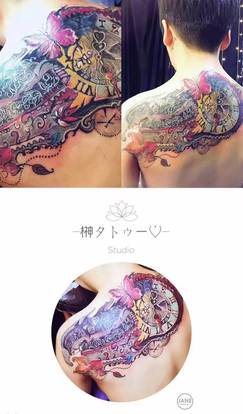 即兴刺青 （遮盖）唐古风纹身图片_成品背部传统习俗原创图腾纹身图案