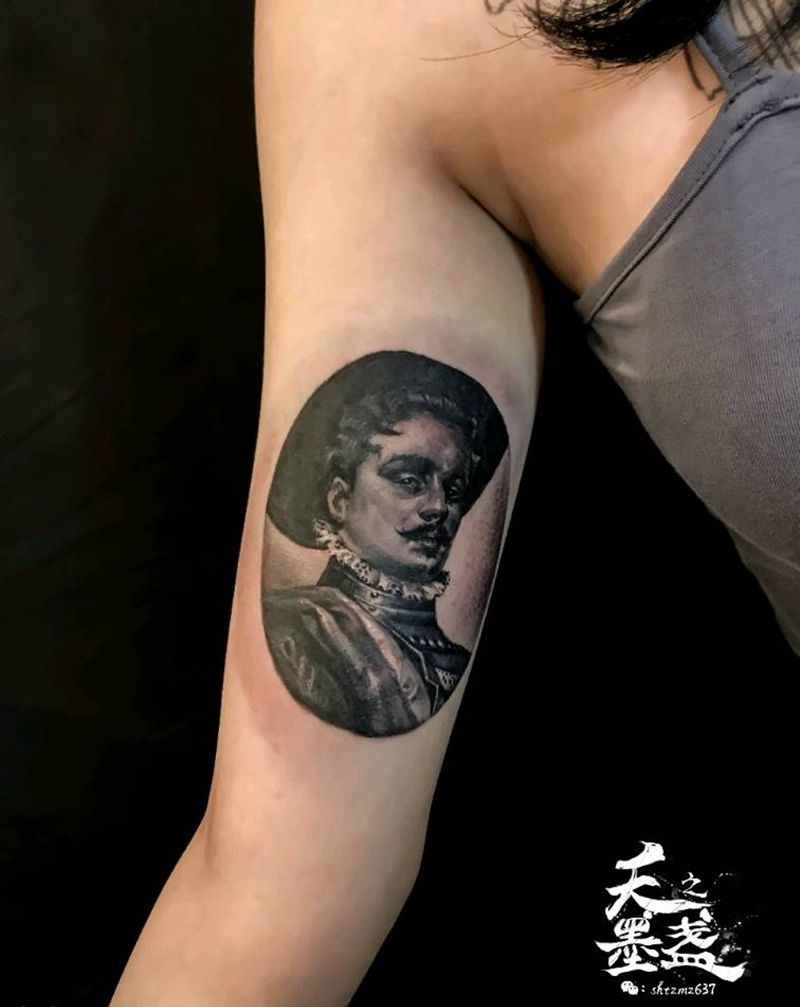 小清新纹身图片_手臂欧美肖像写实人物原创纹身图案