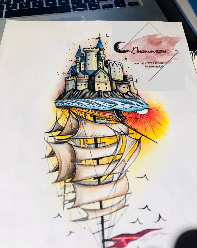 若不是那次夜空纹身图片_成品手稿插画手臂欧美清新原创纹身图案