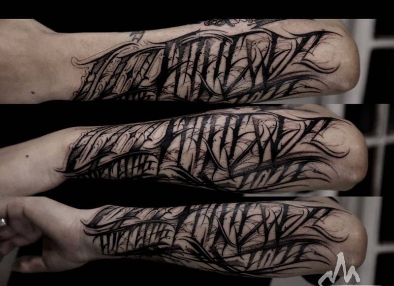 字体纹身图片_成品手稿手臂清新欧美原创字符纹身图案