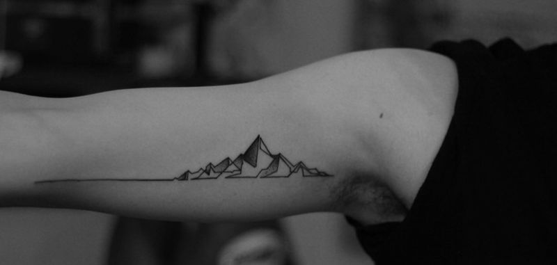 峰纹身图片_成品手臂手部几何清新猿刺青图腾纹身图案