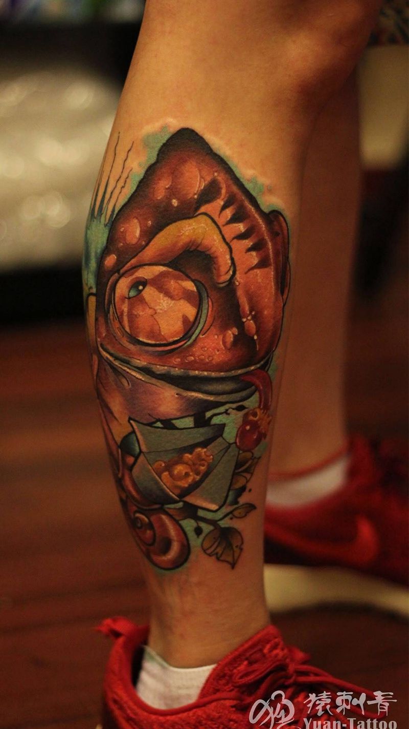 new school 变色龙纹身图片