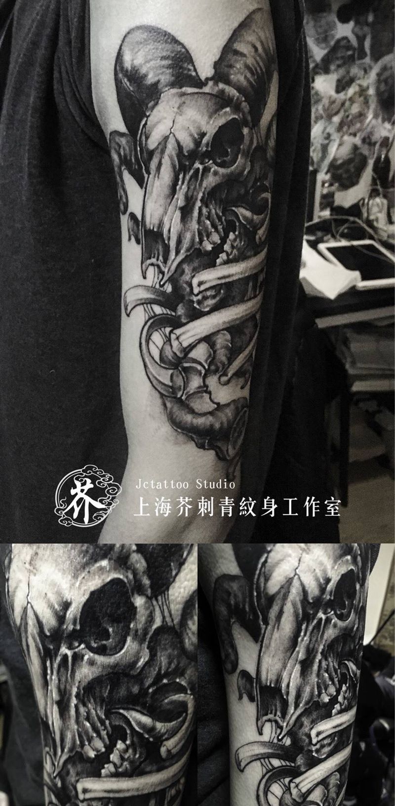 偶尔换个style纹身图片_手稿成品手臂写实欧美鬼神原创动物纹身图案