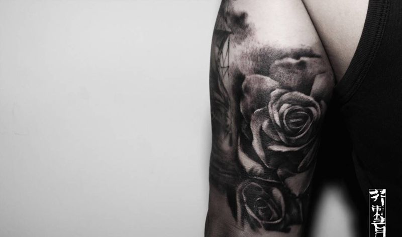 新作➕恢复后圣母纹身图片_成品手稿手臂腿部写实欧美原创植物人物宗教纹身图案