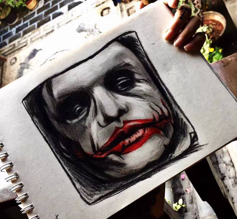 joker 小丑纹身图片_手稿插画欧美写实原创人物纹身图案