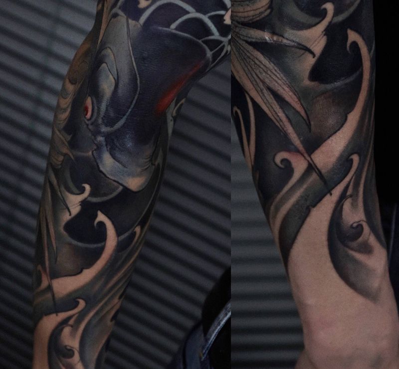 进度纹身图片_手臂新传统纹身图案