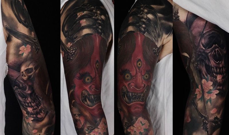 收尾纹身图片_手臂新传统纹身图案