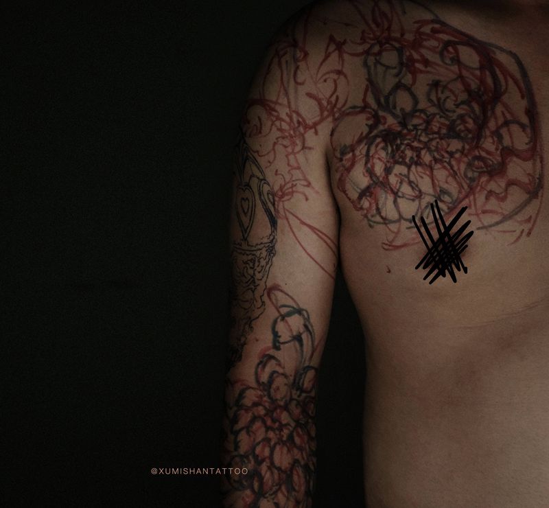 进度纹身图片_手臂新传统纹身图案