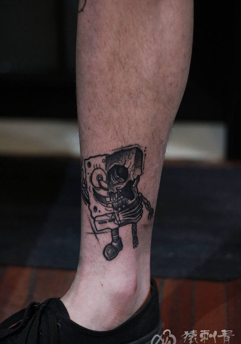 创意图纹身图片_腿部Old SchoolNew School纹身图案