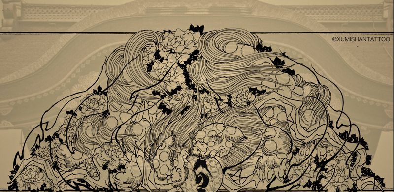 〈唐破風華形〉纹身图片_新传统纹身图案