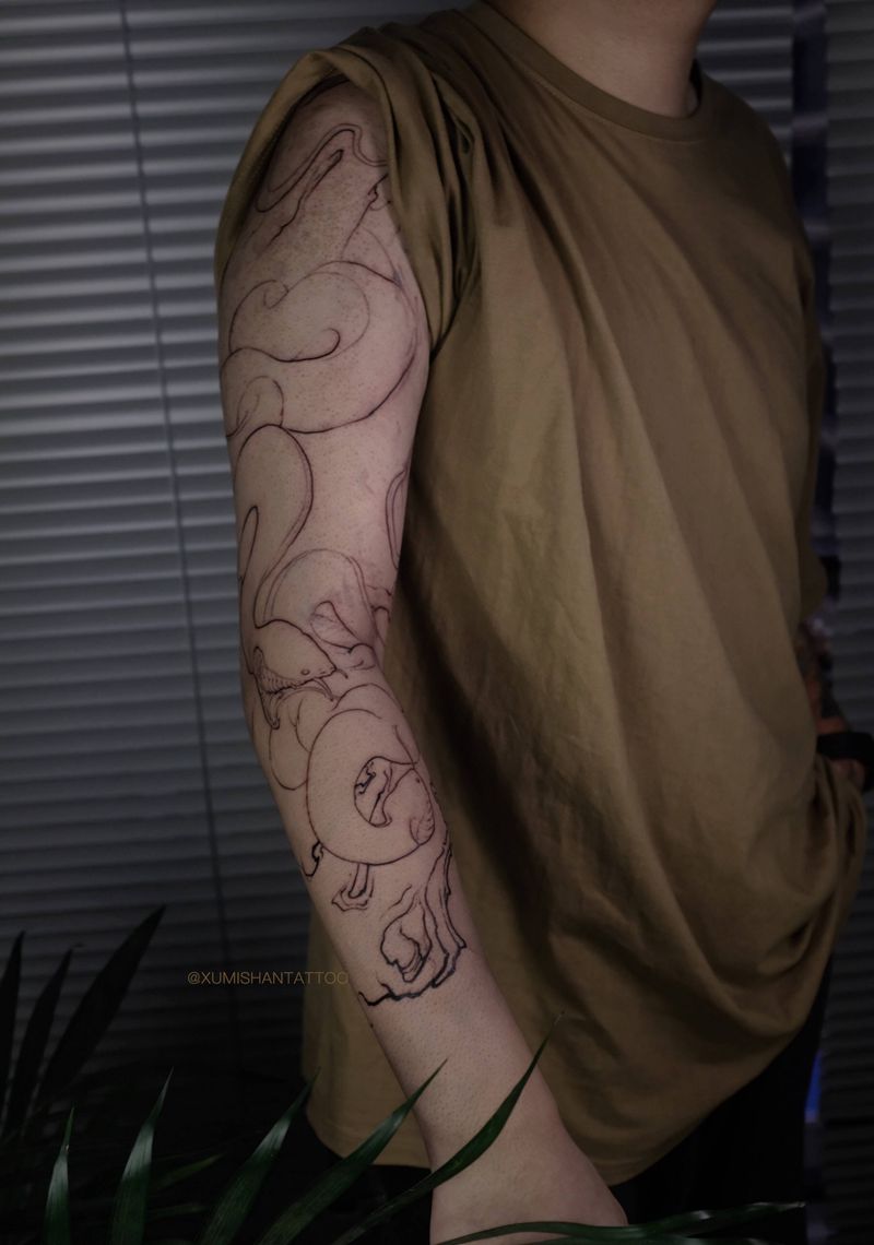 进度纹身图片_手臂新传统纹身图案