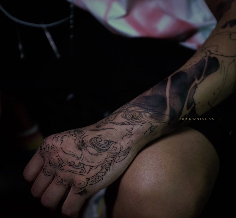 雷神进度纹身图片_手臂新传统纹身图案