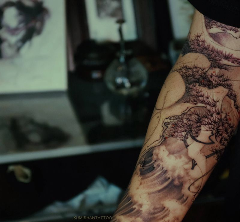 进度纹身图片_手臂新传统纹身图案