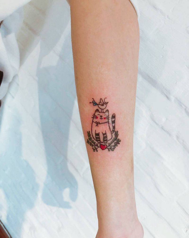 猫  花 鸟…纹身图片_手臂纹身图案