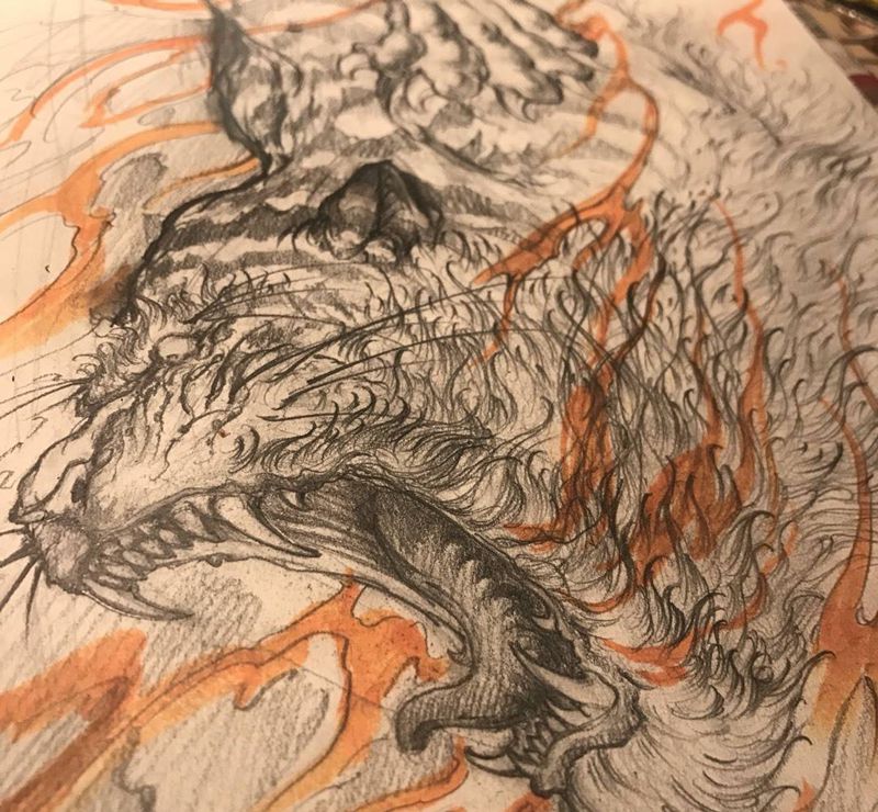 虎 预约稿纹身图片_手臂新传统纹身图案