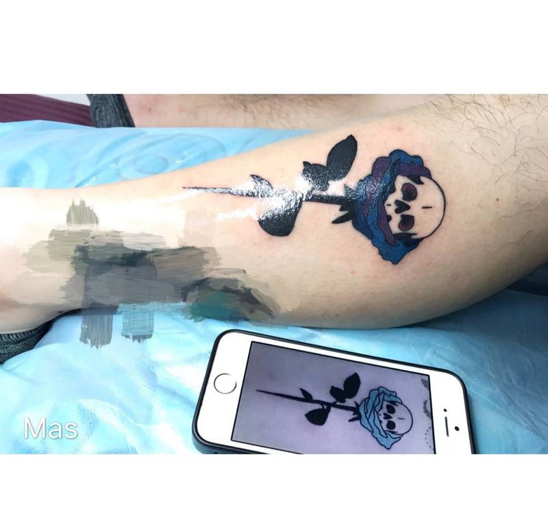 ☠️花纹身图片_成品腿部欧美清新植物纹身图案