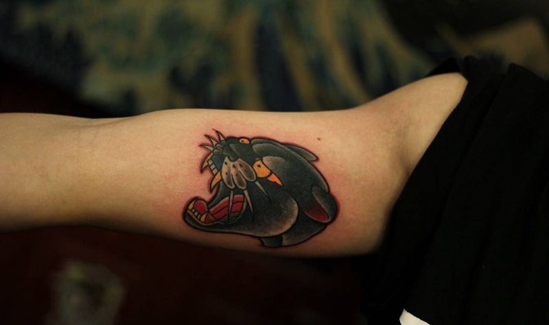 old school 豹子纹身图片