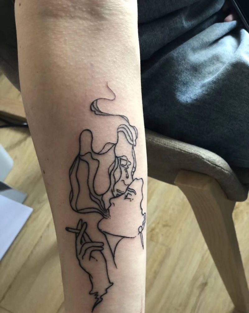 线条纹身图片_手臂纹身图案