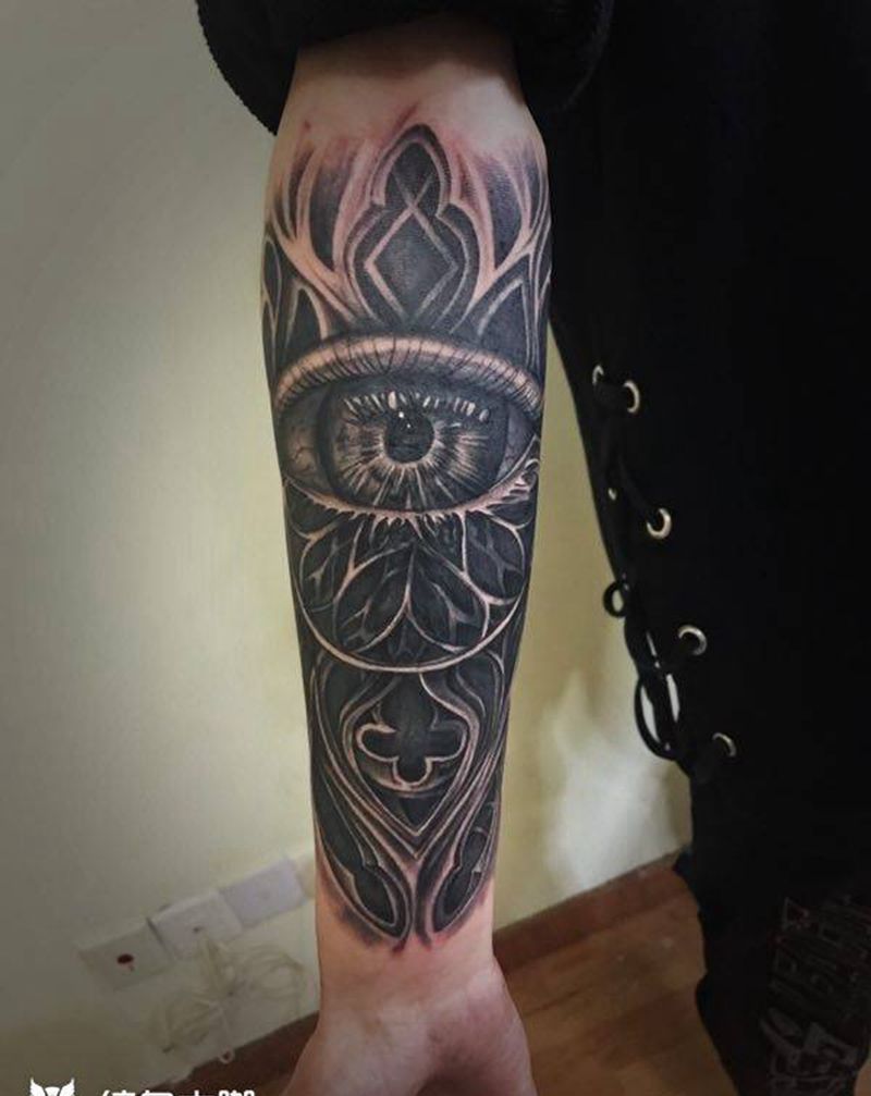 暗黑系列眼睛纹身图片_成品手臂欧美原创静物纹身图案