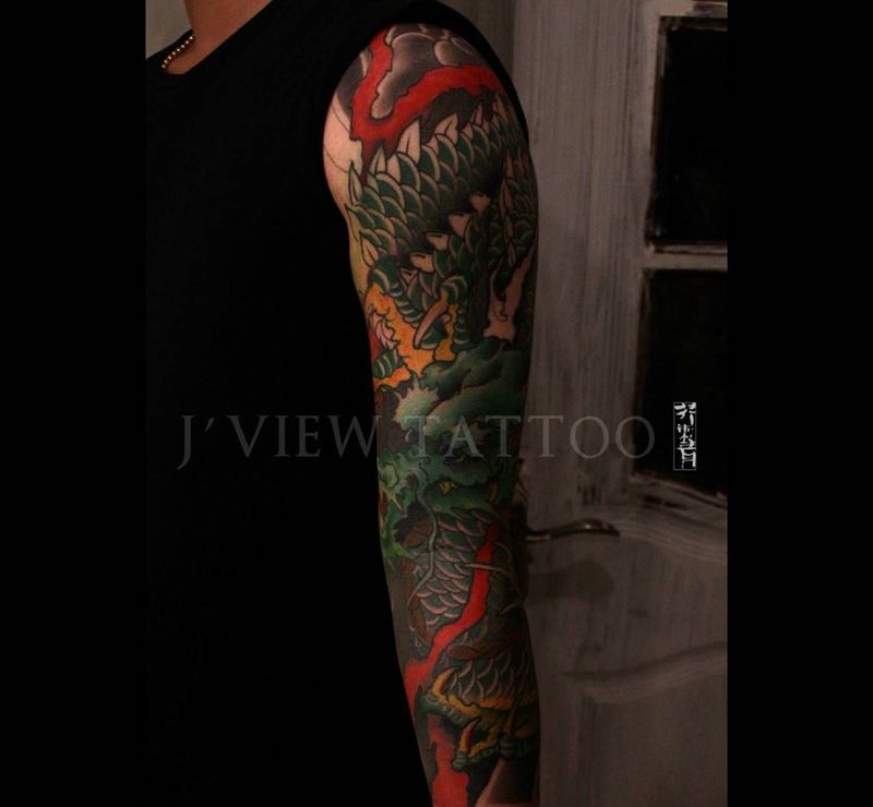 进度纹身图片_手稿成品手臂习俗传统原创鬼神动物宗教纹身图案