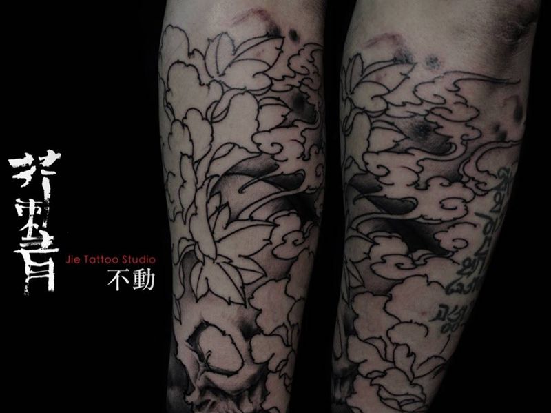 返璞 四六相合之意的祥云纹身图片_手稿成品国画习俗传统原创鬼神宗教手臂腿部纹身图案