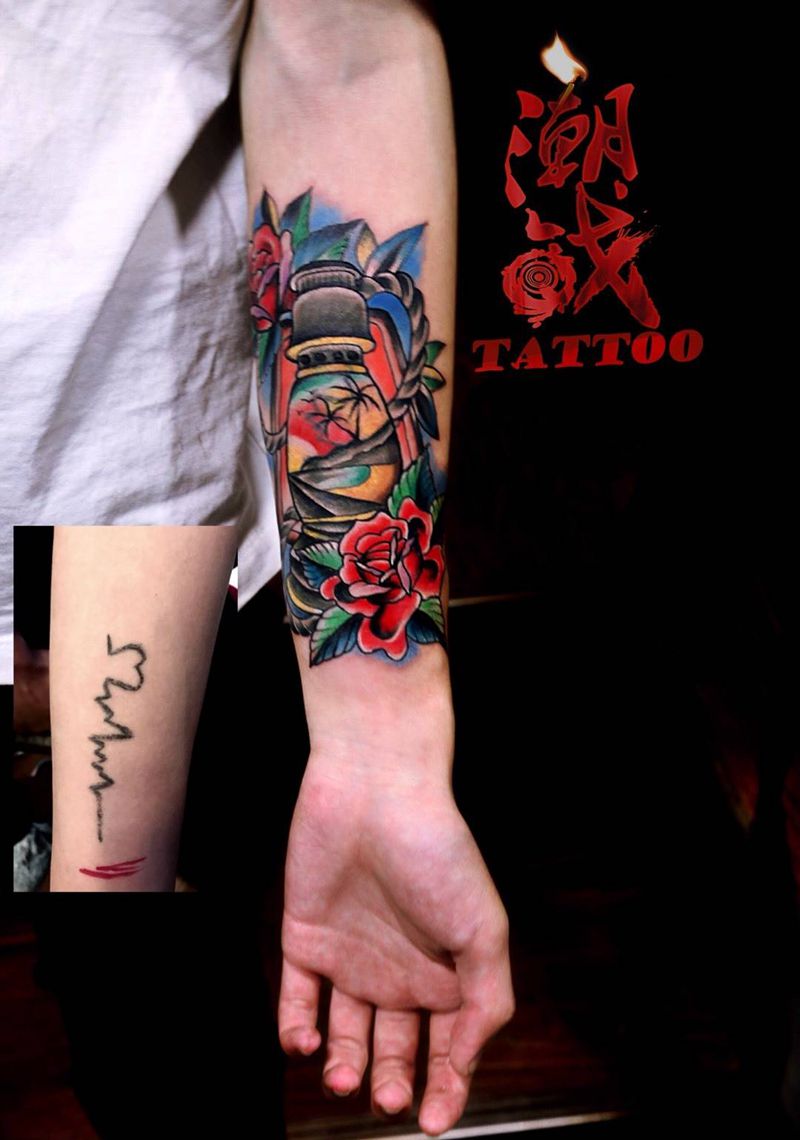 #遮盖#new school纹身图片