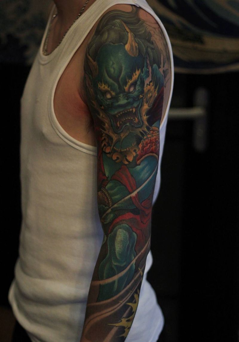 雷神纹身图片_手臂新传统纹身图案