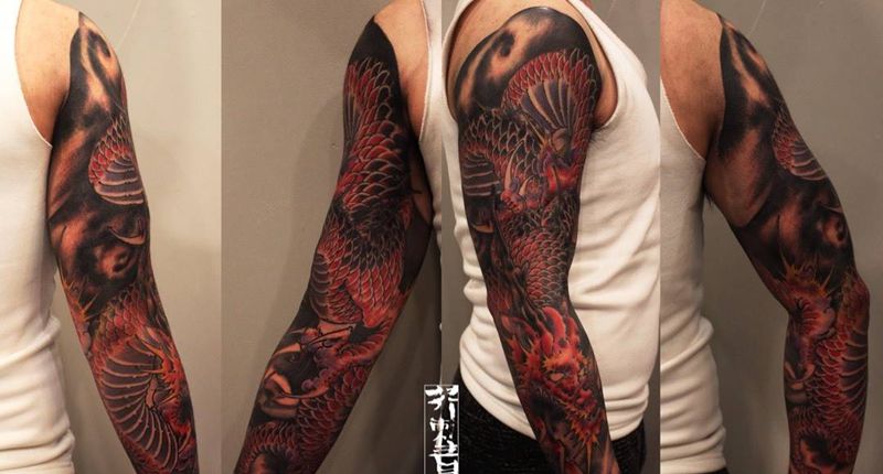 龙纹身图片_手稿成品国画传统原创鬼神动物宗教手臂腿部纹身图案