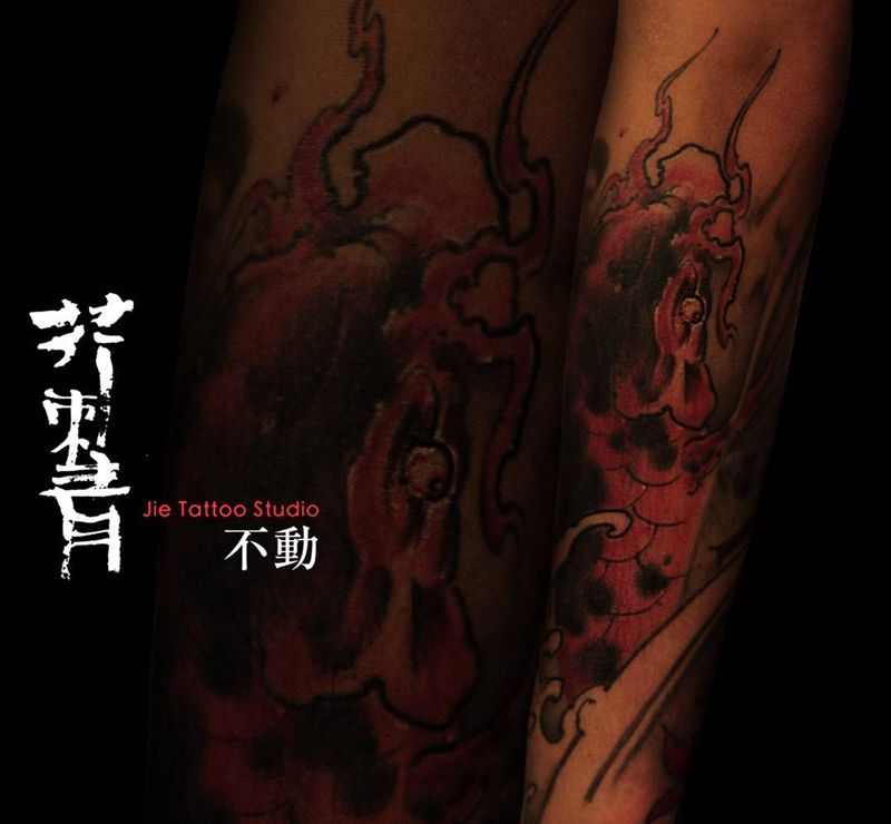 游鱼。纹身图片_手稿成品手臂腿部国画传统动物原创宗教鬼神纹身图案