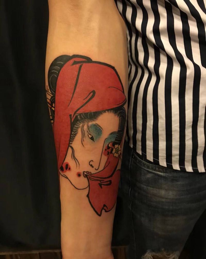 生首纹身图片_手稿手臂传统人物鬼神图腾原创宗教动物纹身图案