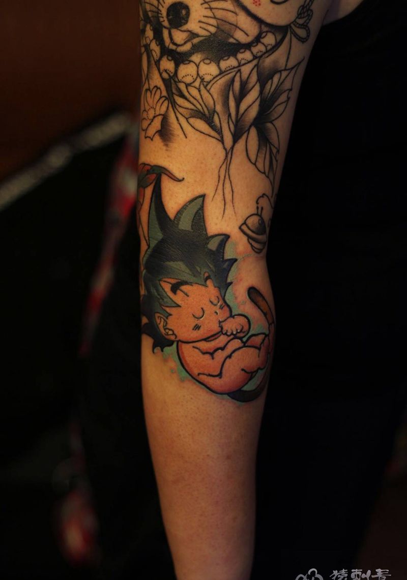 school 悟空纹身图片_成品手臂欧美清新人物纹身图案