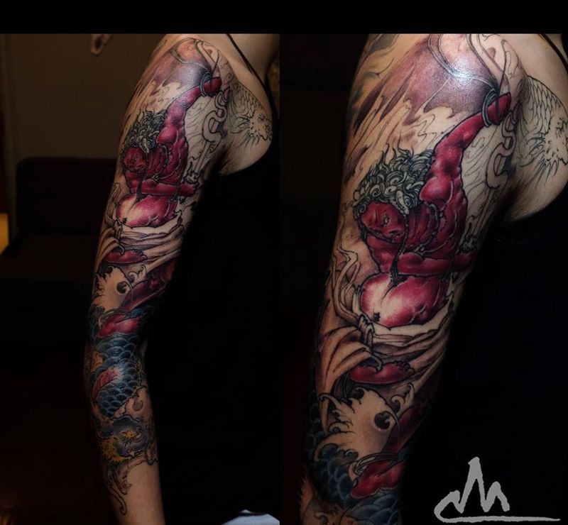 不動明王 进度纹身图片_手稿手臂习俗传统原创鬼神人物宗教背部成品纹身图案